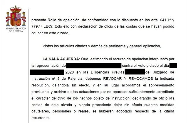 archivo de un procedimiento de acusacion y denuncia falsa