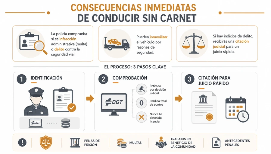 Las consecuencias de conducir sin carnet