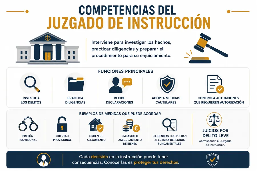 Principales competencias del Juzgado de Instrucción