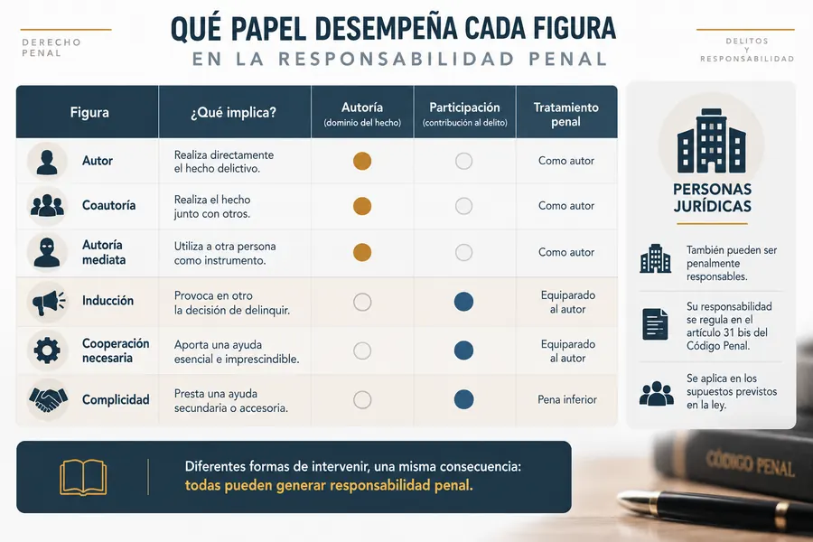 Comparativa de las figuras de autoría y participación en la responsabilidad penal
