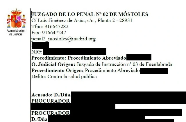 Sentencia por tráfico de drogas y grupo criminal en Móstoles